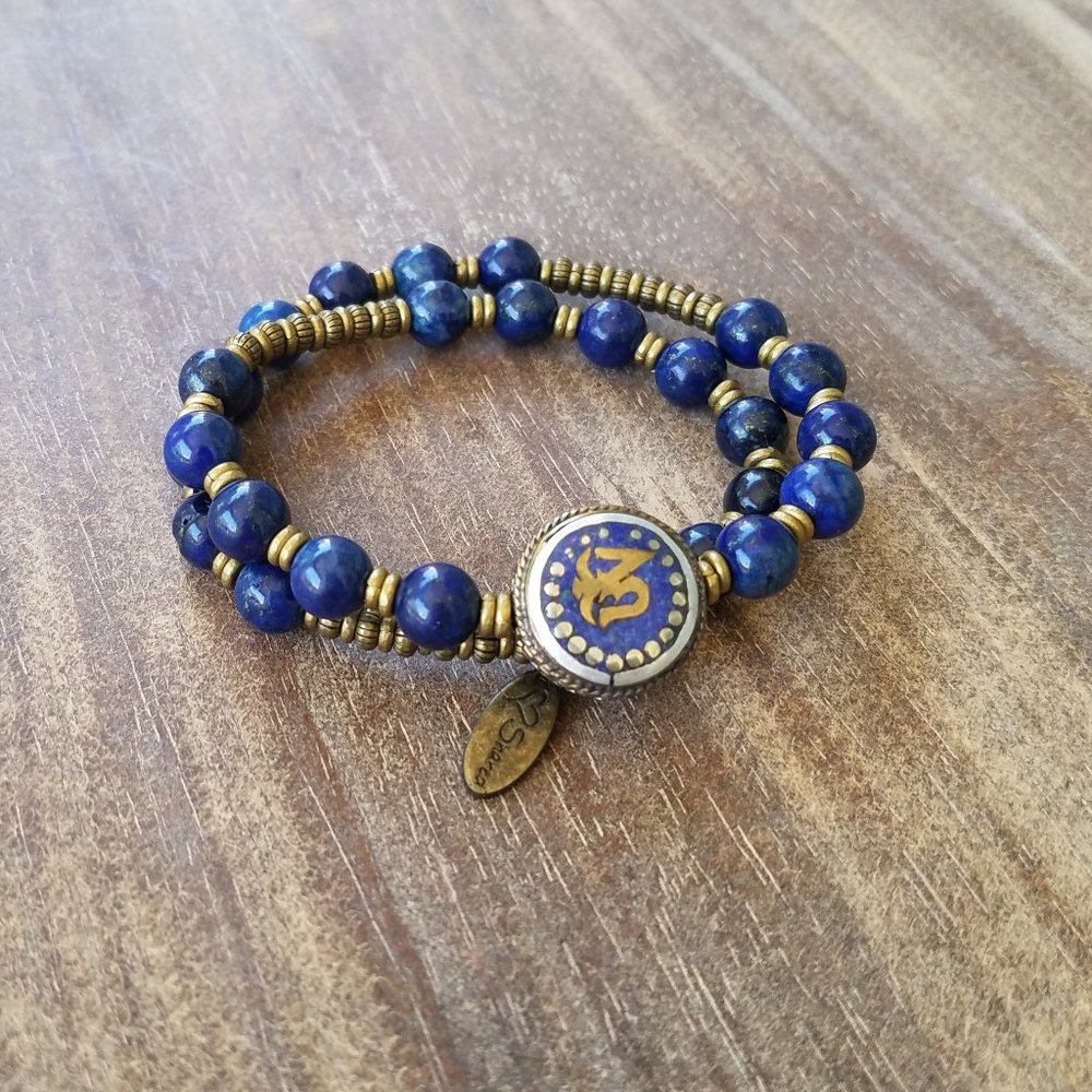 NWT~Egyptian Lapis/Lapis OM - Double wrap Bracelet